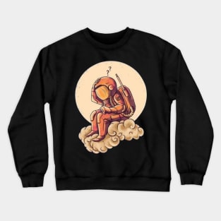 Astronaut on his cloud - Digital drawing - Color Crewneck Sweatshirt